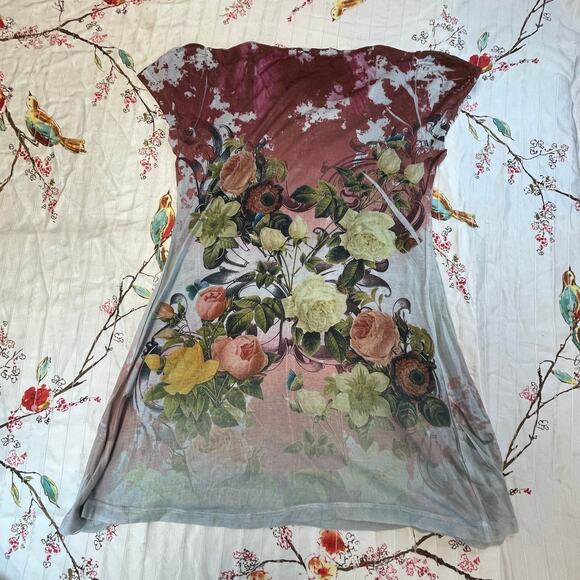 Casual Freedom Silk Blend Blouse Womens Size Small Rose Pattern Square Neck Top - Picture 13 of 13